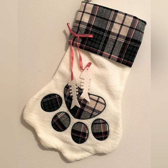 Ivory Sherpa Dog Christmas Stocking - Picture 1 of 9